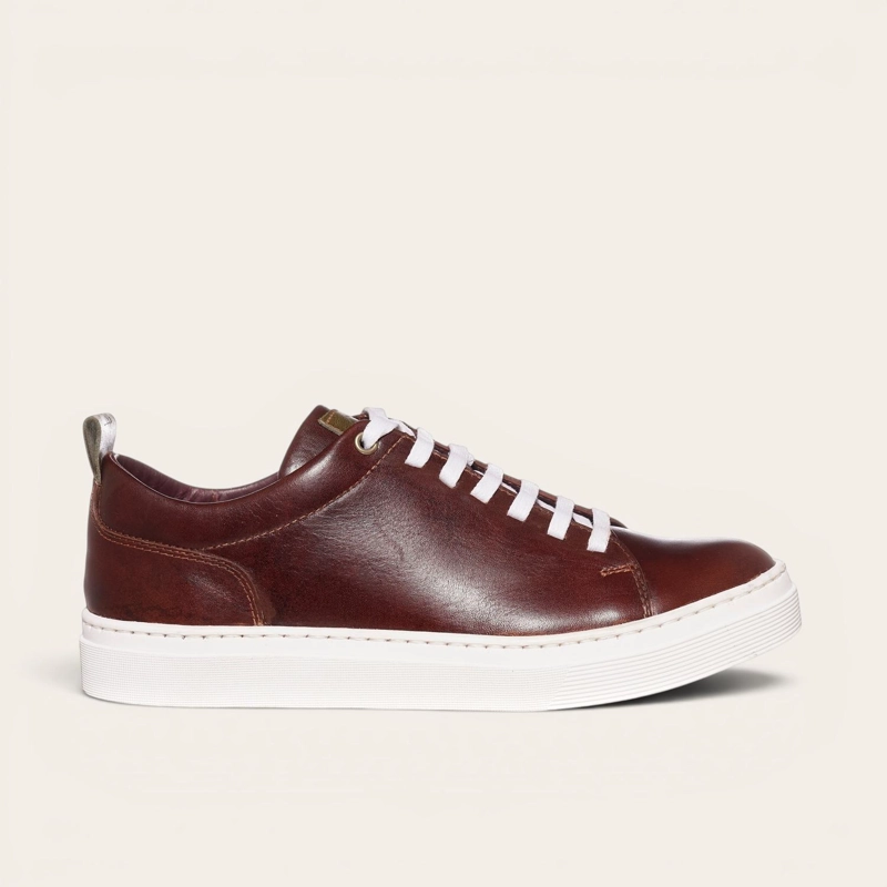 ZAPATILLA CLASICAS DE CUERO CALAN OLKI - CASTAÑO/BLANCA - 3