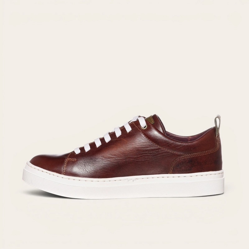 ZAPATILLA CLASICAS DE CUERO CALAN OLKI - CASTAÑO/BLANCA - 4