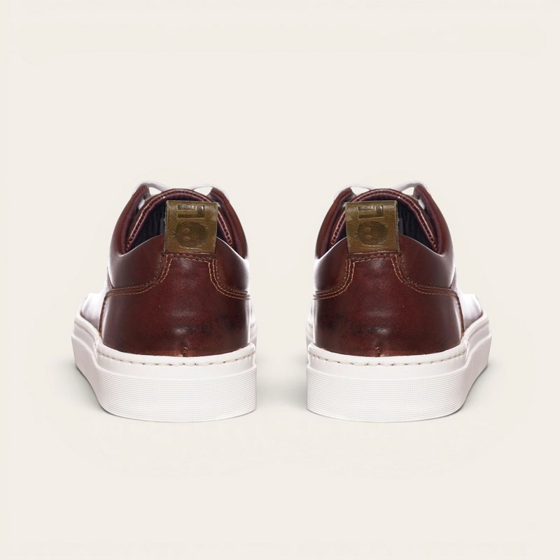 ZAPATILLA CLASICAS DE CUERO CALAN OLKI - CASTAÑO/BLANCA - 6
