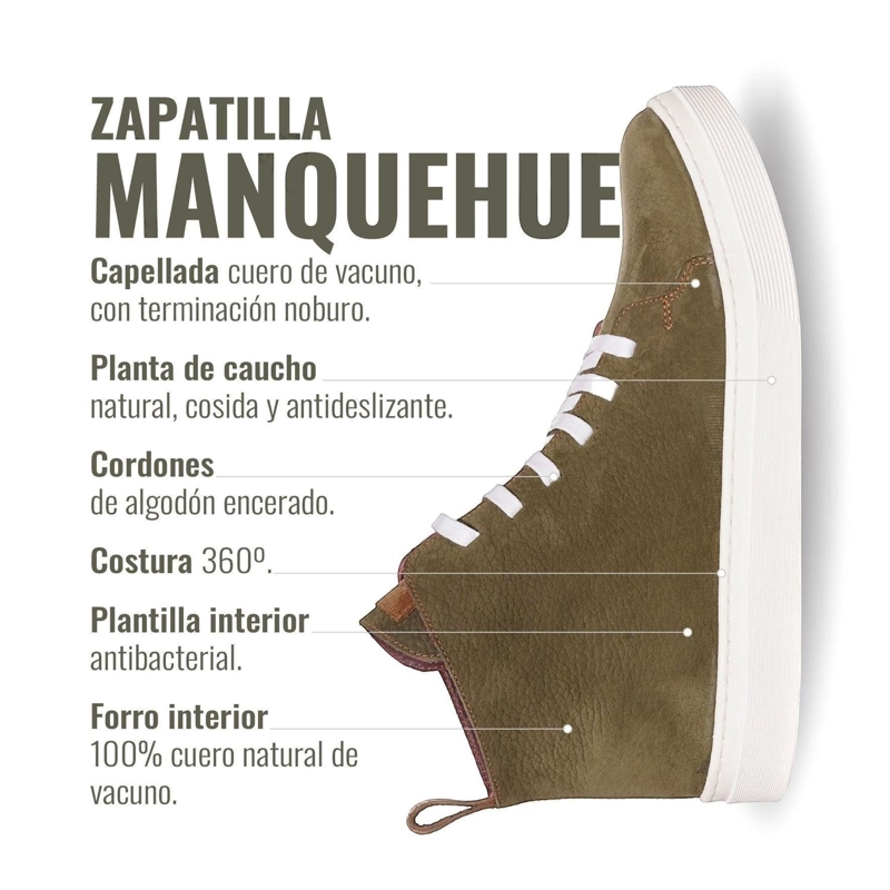 ZAPATILLA ALTAS DE CUERO MANQUEHUE OLKI - VERDE/BLANCA - 8