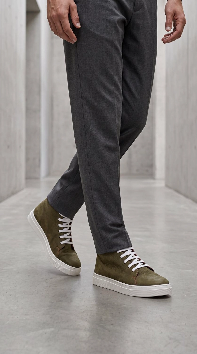 ZAPATILLA ALTAS DE CUERO MANQUEHUE OLKI - VERDE/BLANCA - 9