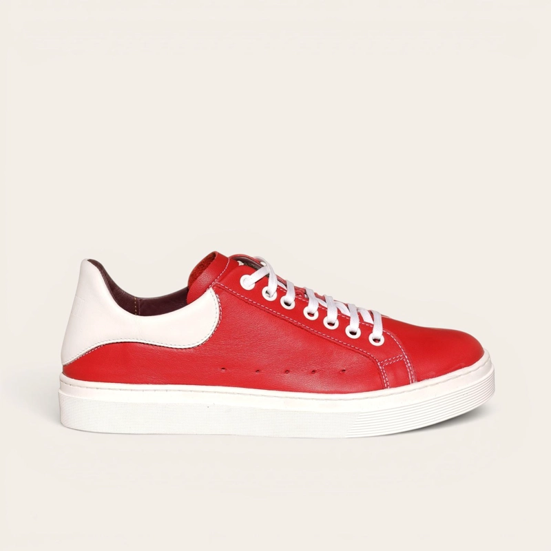 ZAPATILLA ALEXANDER DE CUERO NATURAL NEVADO OLKI - ROJA/BLANCA - 2