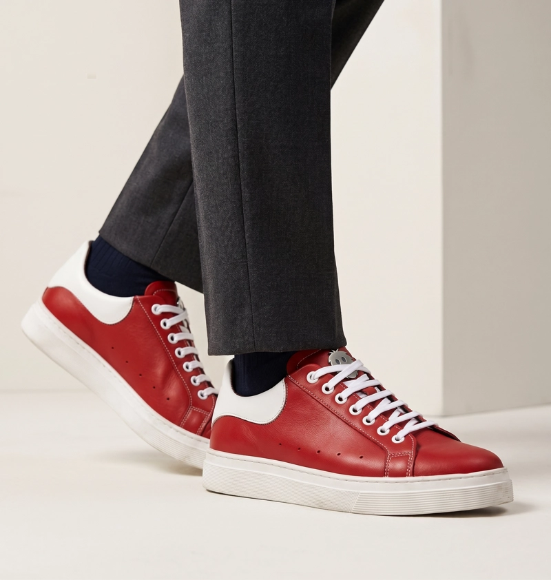 ZAPATILLA ALEXANDER DE CUERO NATURAL NEVADO OLKI - ROJA/BLANCA - 2