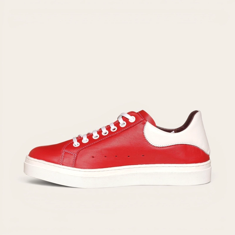 ZAPATILLA ALEXANDER DE CUERO NATURAL NEVADO OLKI - ROJA/BLANCA - 3