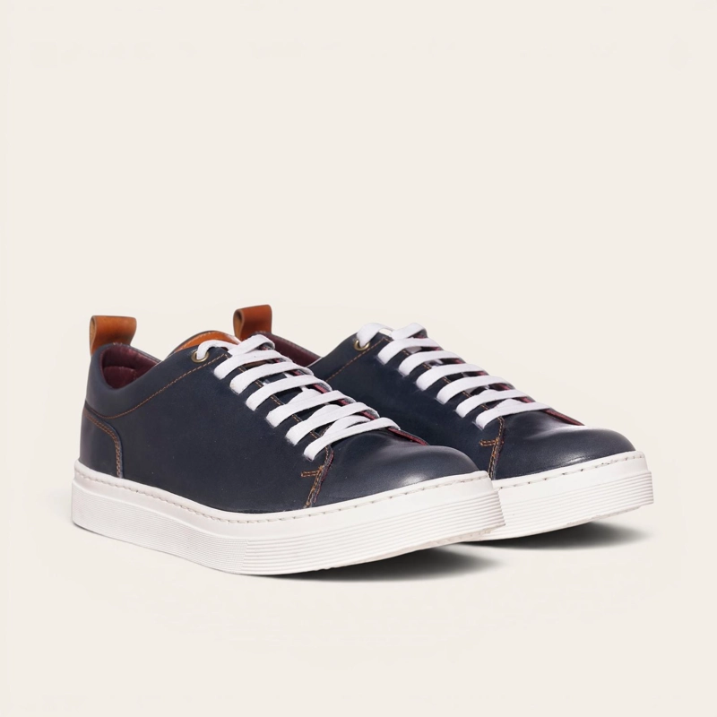 ZAPATILLA CLASICAS DE CUERO CALAN OLKI - AZUL/BLANCA - 1