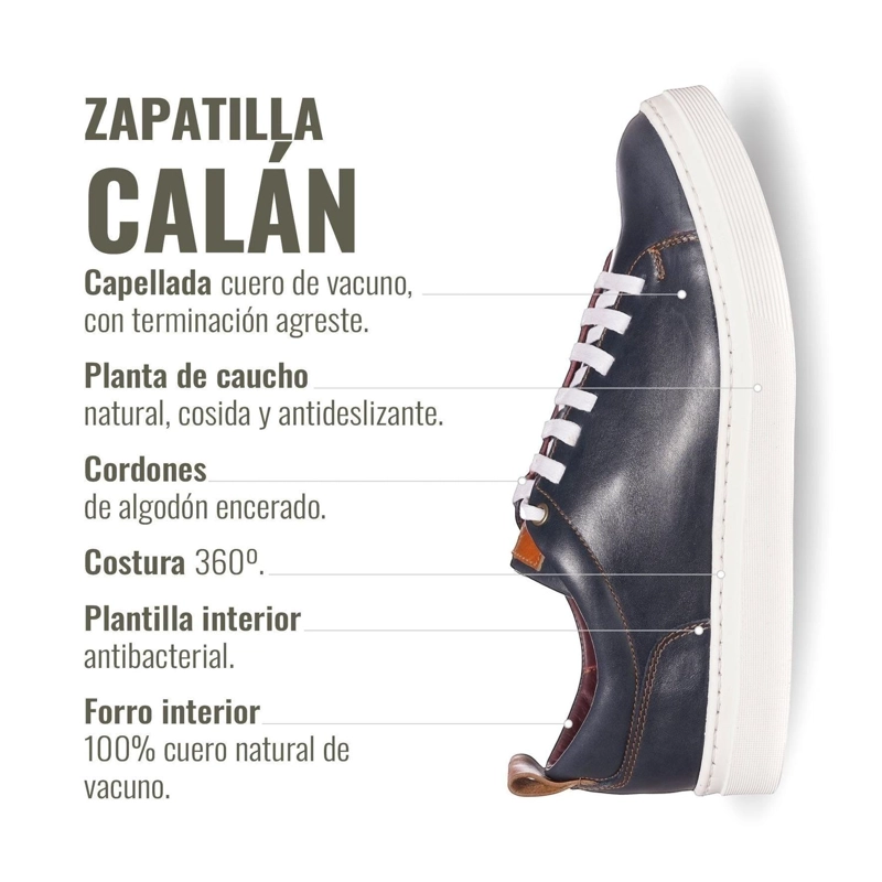 ZAPATILLA CLASICAS DE CUERO CALAN OLKI - AZUL/BLANCA - 8