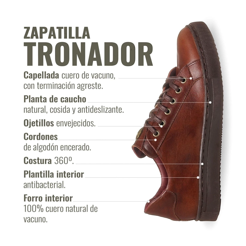 ZAPATILLA DE CUERO ORIGINAL TRONADOR OLKI - CASTAÑO/CHOCOLATE - 8