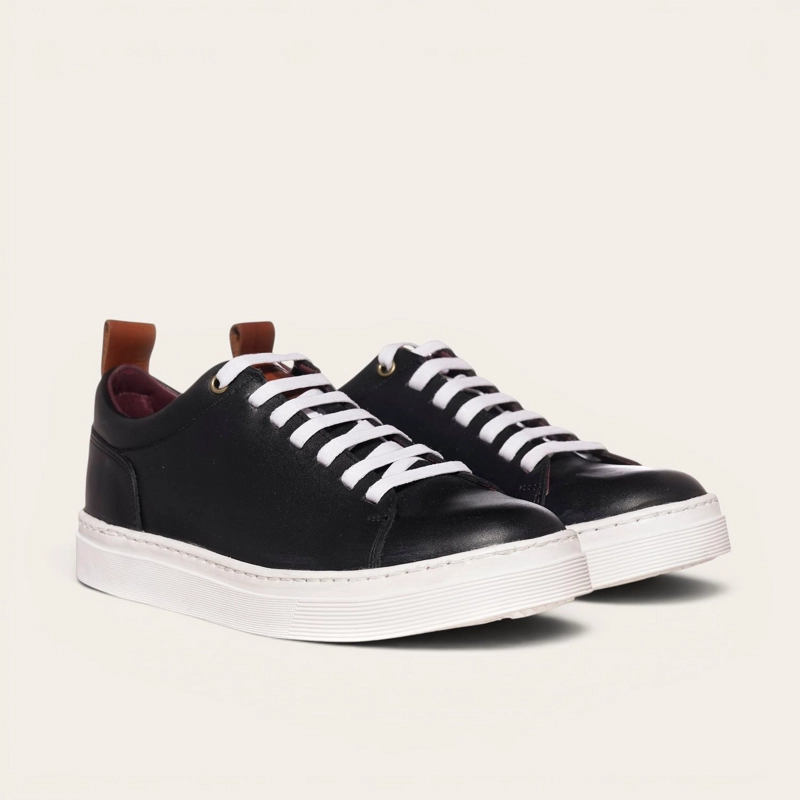 ZAPATILLA CLASICAS DE CUERO CALAN OLKI - NEGRO/BLANCA - 1
