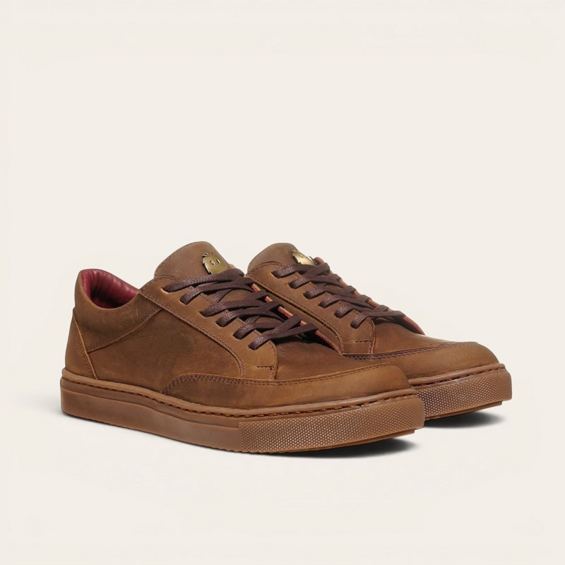 ZAPATILLA DE CUERO URBANA LA CAMPANA OLKI - CAFE/CRISTAL - 1