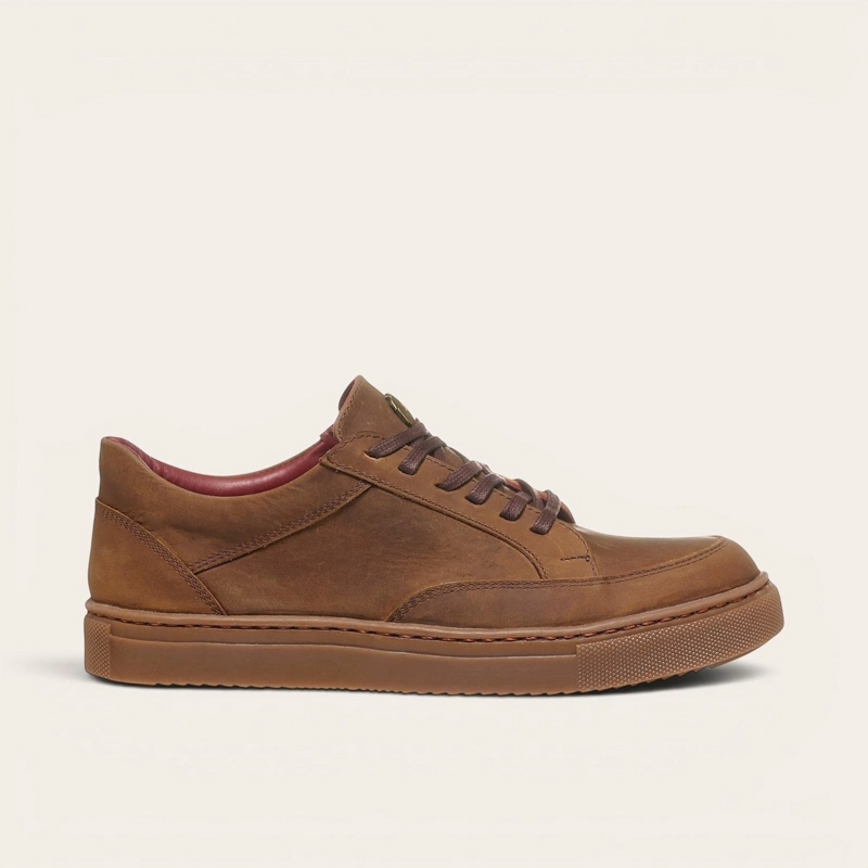 ZAPATILLA DE CUERO URBANA LA CAMPANA OLKI - CAFE /VERDE - 3