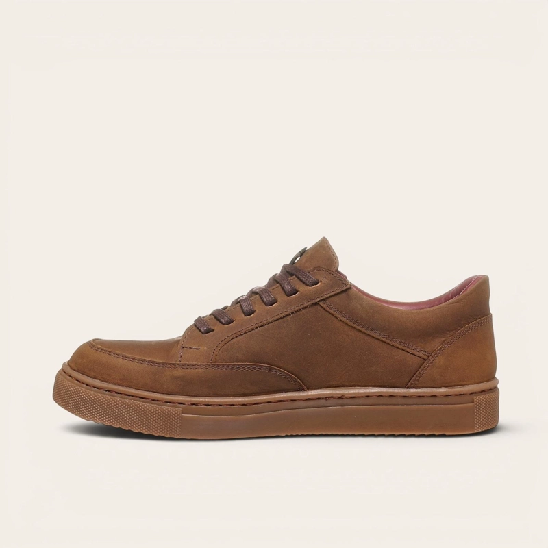 ZAPATILLA DE CUERO URBANA LA CAMPANA OLKI - CAFE /VERDE - 4