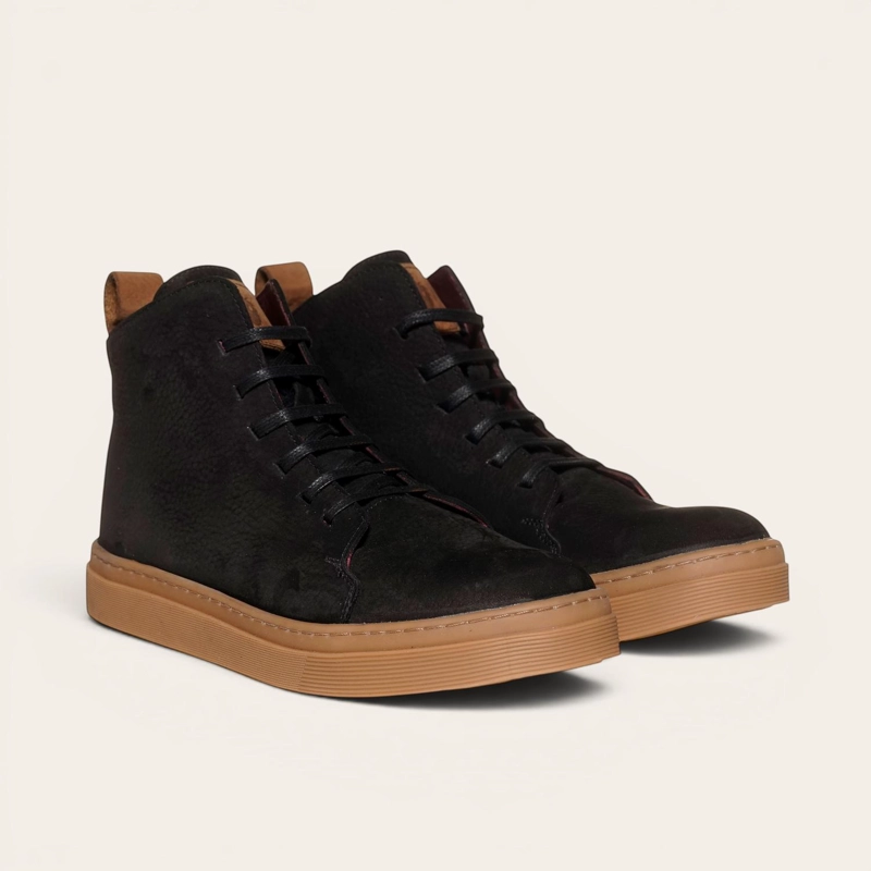 ZAPATILLA ALTAS DE CUERO MANQUEHUE OLKI - NEGRA/CRISTAL - 1