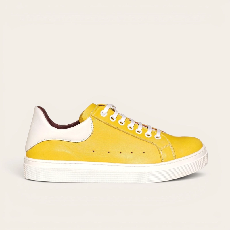 ZAPATILLA ALEXANDER DE CUERO NATURAL NEVADO OLKI - AMARILLO/BLANCA - 2