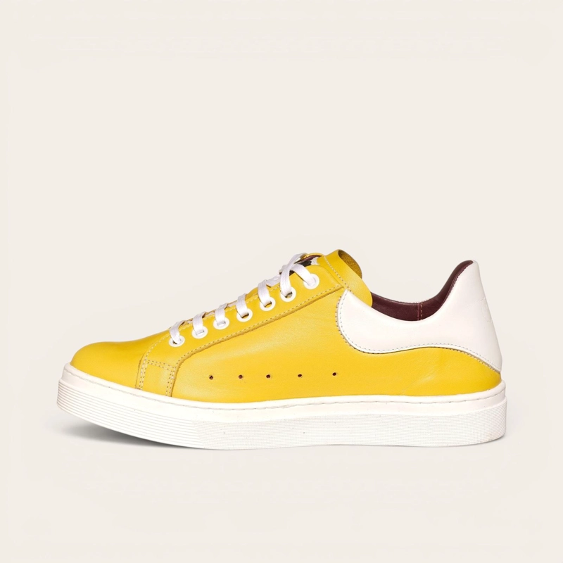 ZAPATILLA ALEXANDER DE CUERO NATURAL NEVADO OLKI - AMARILLO/BLANCA - 3