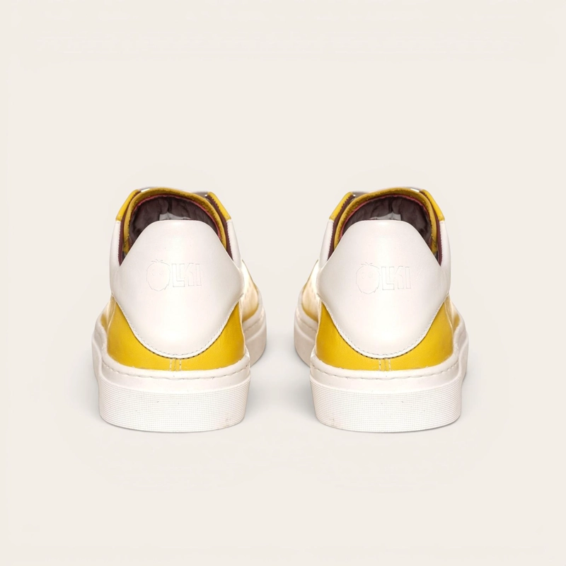 ZAPATILLA ALEXANDER DE CUERO NATURAL NEVADO OLKI - AMARILLO/BLANCA - 5