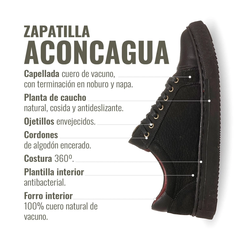 ZAPATILLA DE CUERO CASUAL ACONCAGUA OLKI - NEGRO - 8