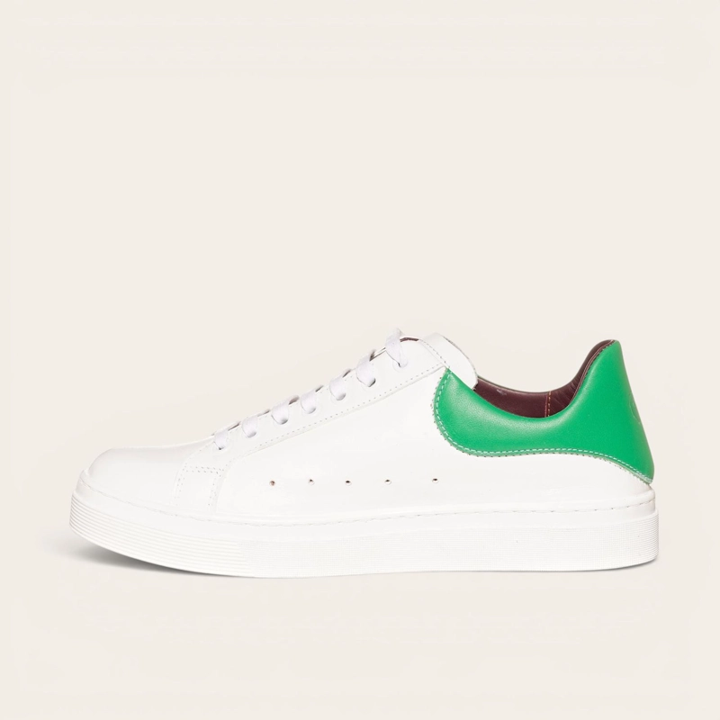 ZAPATILLA ALEXANDER DE CUERO NATURAL NEVADO OLKI - BLANCA/VERDE - 3