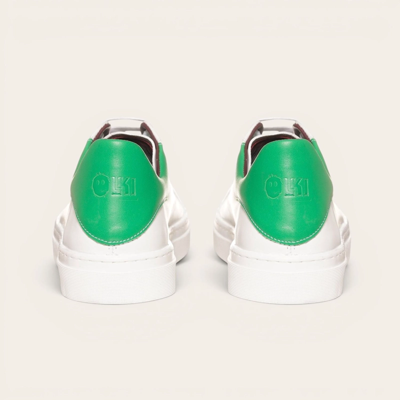 ZAPATILLA ALEXANDER DE CUERO NATURAL NEVADO OLKI - BLANCA/VERDE - 5