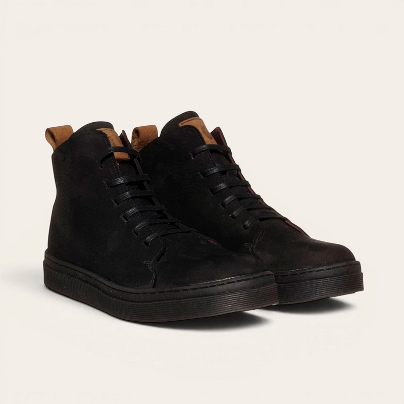 ZAPATILLA ALTAS DE CUERO MANQUEHUE OLKI - NEGRA/NEGRA - 1