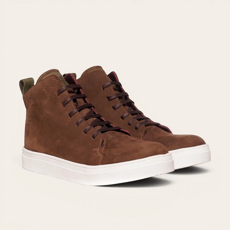 ZAPATILLA ALTAS DE CUERO MANQUEHUE OLKI - CAFE  OSCURO/BLANCA - 1