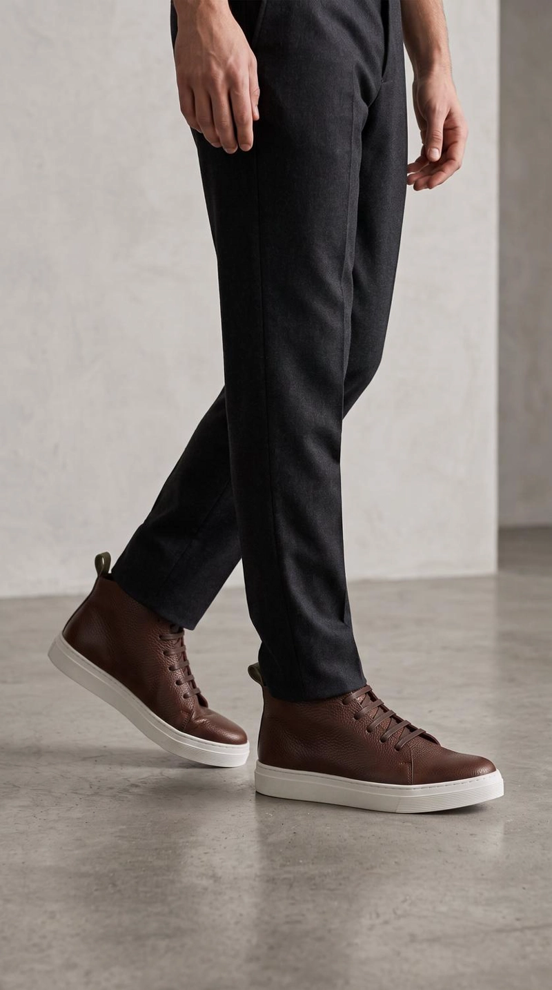 ZAPATILLA ALTAS DE CUERO MANQUEHUE OLKI - CAFE OSCURO/BLANCA - 2