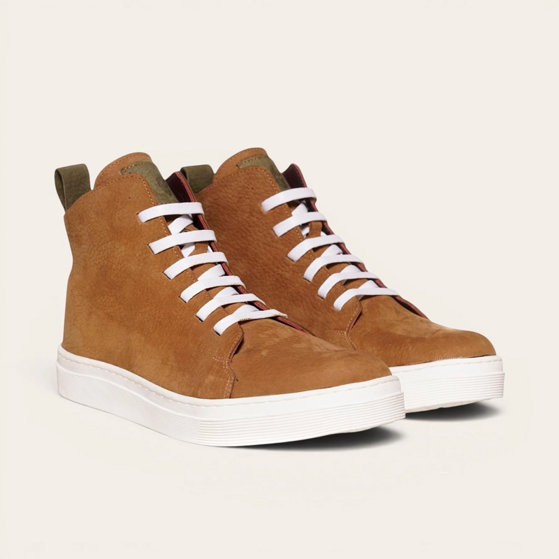 ZAPATILLA ALTAS DE CUERO MANQUEHUE OLKI - CAFE  CLARO/BLANCA - 1