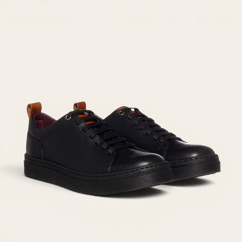 ZAPATILLA CLASICAS DE CUERO CALAN OLKI - NEGRO/NEGRA - 1