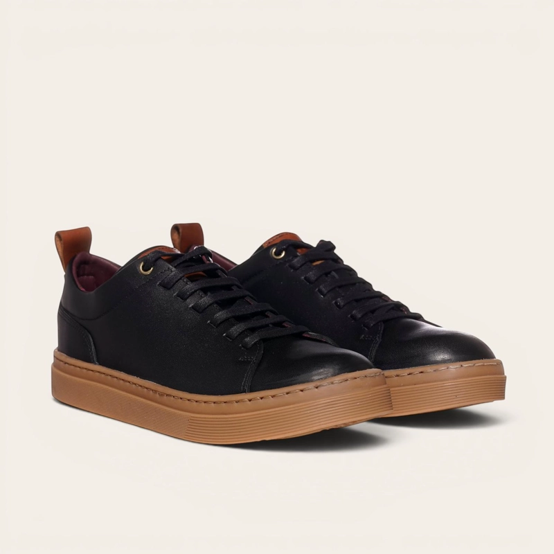 ZAPATILLA CLASICAS DE CUERO CALAN OLKI - NEGRO/CRISTAL - 1