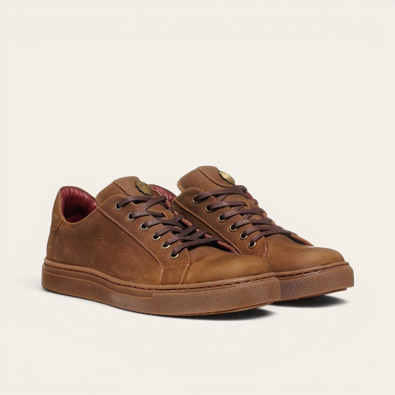 ZAPATILLA DE CUERO ORIGINAL TRONADOR OLKI - CAFE /CRISTAL - 1