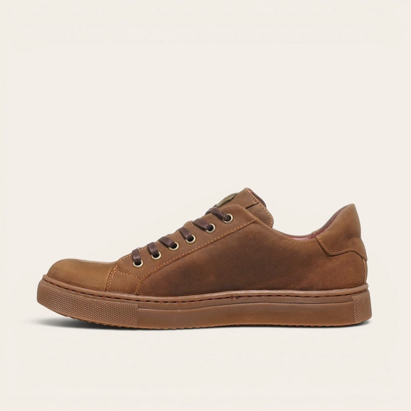 ZAPATILLA DE CUERO ORIGINAL TRONADOR OLKI - CAFE /CRISTAL - 4