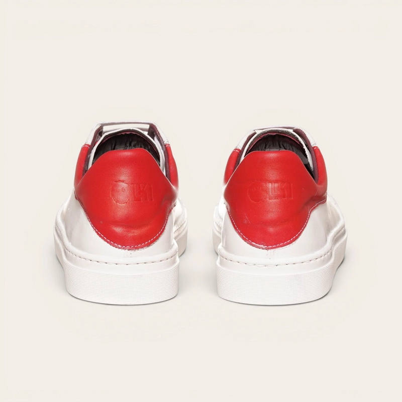 ZAPATILLA ALEXANDER DE CUERO NATURAL NEVADO OLKI - BLANCA/ROJA - 5