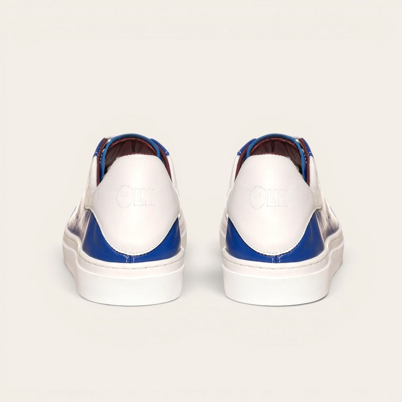 ZAPATILLA ALEXANDER DE CUERO NATURAL NEVADO OLKI - AZUL/BLANCA - 5