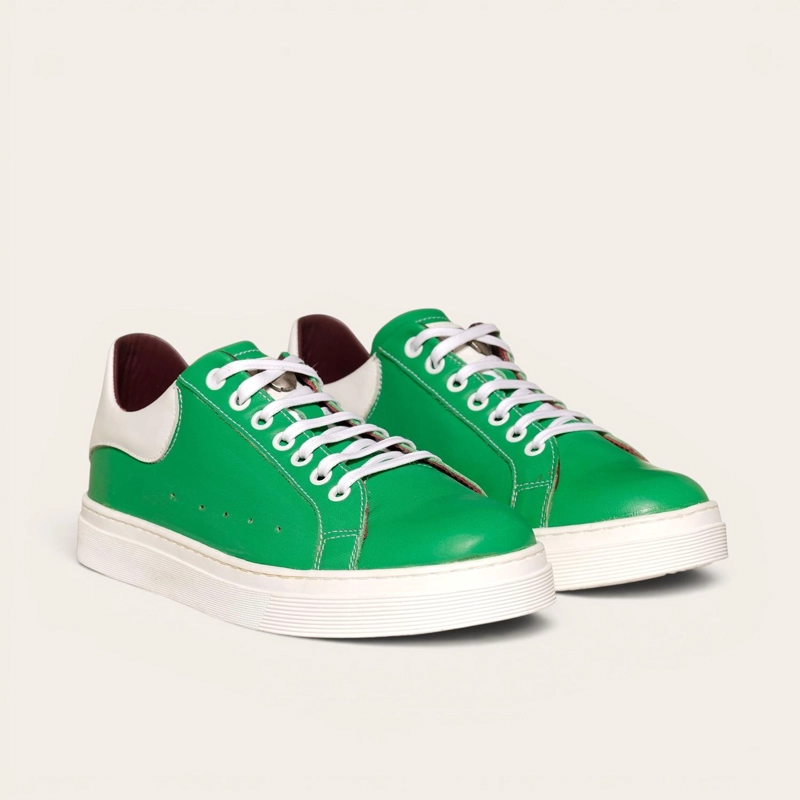 ZAPATILLA ALEXANDER DE CUERO NATURAL NEVADO OLKI - VERDE/BLANCA - 1