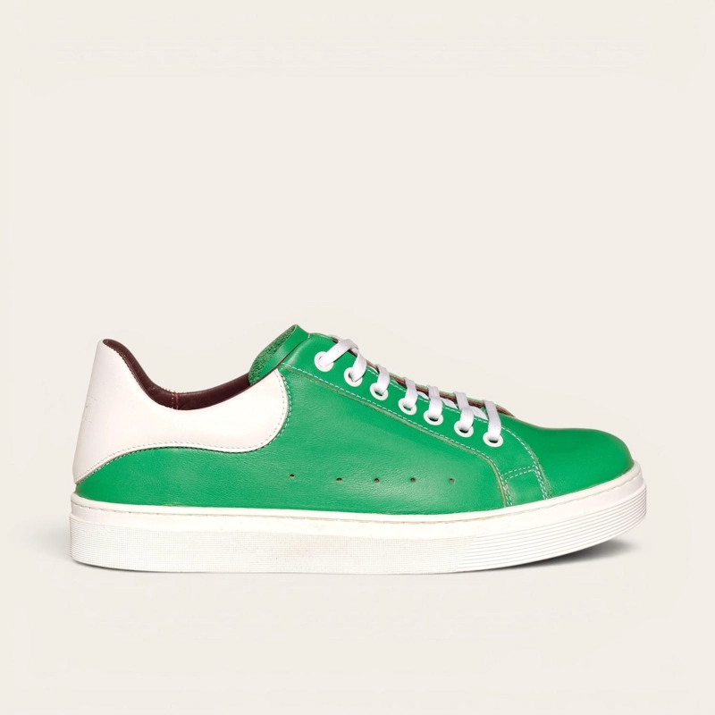 ZAPATILLA ALEXANDER DE CUERO NATURAL NEVADO OLKI - VERDE/BLANCA - 2