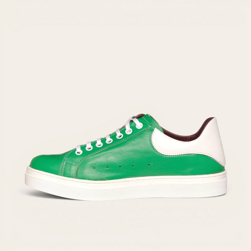 ZAPATILLA ALEXANDER DE CUERO NATURAL NEVADO OLKI - VERDE/BLANCA - 3