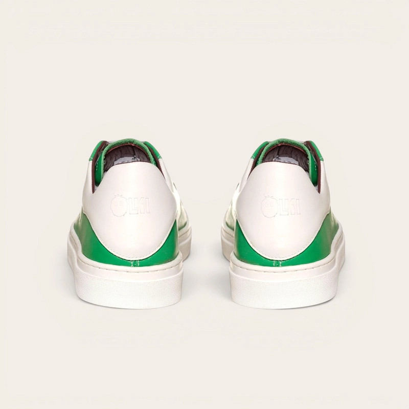 ZAPATILLA ALEXANDER DE CUERO NATURAL NEVADO OLKI - VERDE/BLANCA - 5