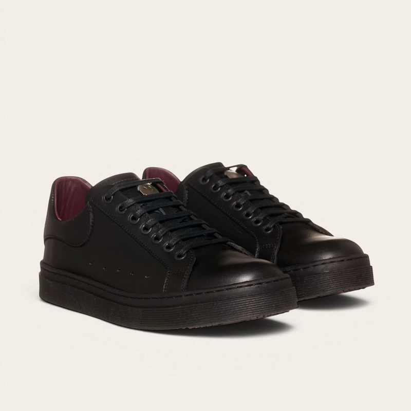 ZAPATILLA ALEXANDER DE CUERO NATURAL NEVADO OLKI - BLACK - 1