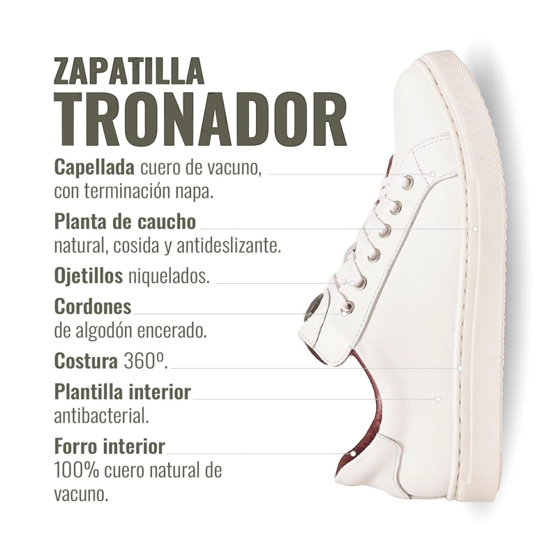 ZAPATILLA DE CUERO ORIGINAL TRONADOR OLKI - BLANCA - 8