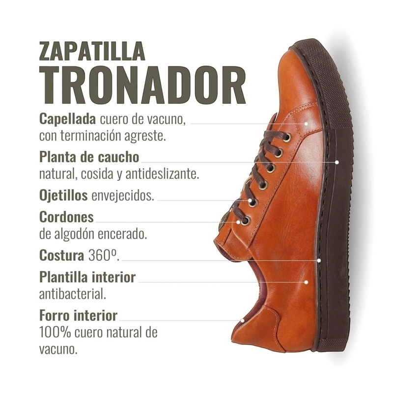 ZAPATILLA DE CUERO ORIGINAL TRONADOR OLKI - CURRY/CHOCOLATE - 8