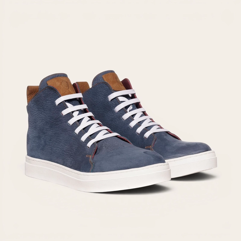 ZAPATILLA ALTAS DE CUERO MANQUEHUE OLKI - AZUL/BLANCA - 1