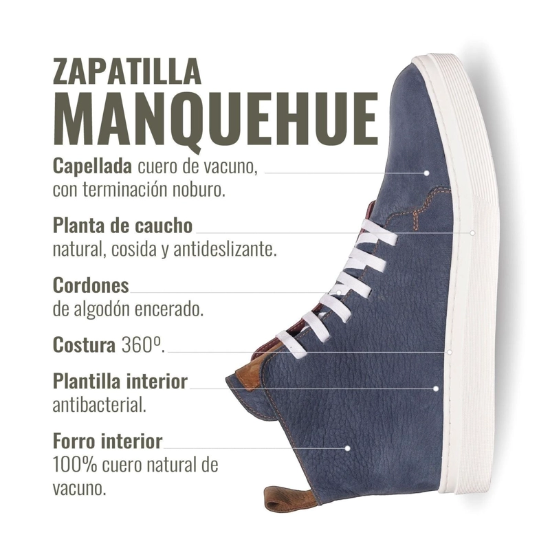 ZAPATILLA ALTAS DE CUERO MANQUEHUE OLKI - AZUL/BLANCA - 8