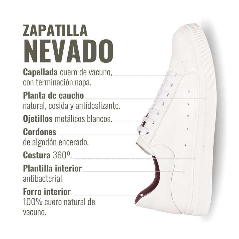 ZAPATILLA ALEXANDER DE CUERO NATURAL NEVADO OLKI - BLANCA/BLANCA - 8