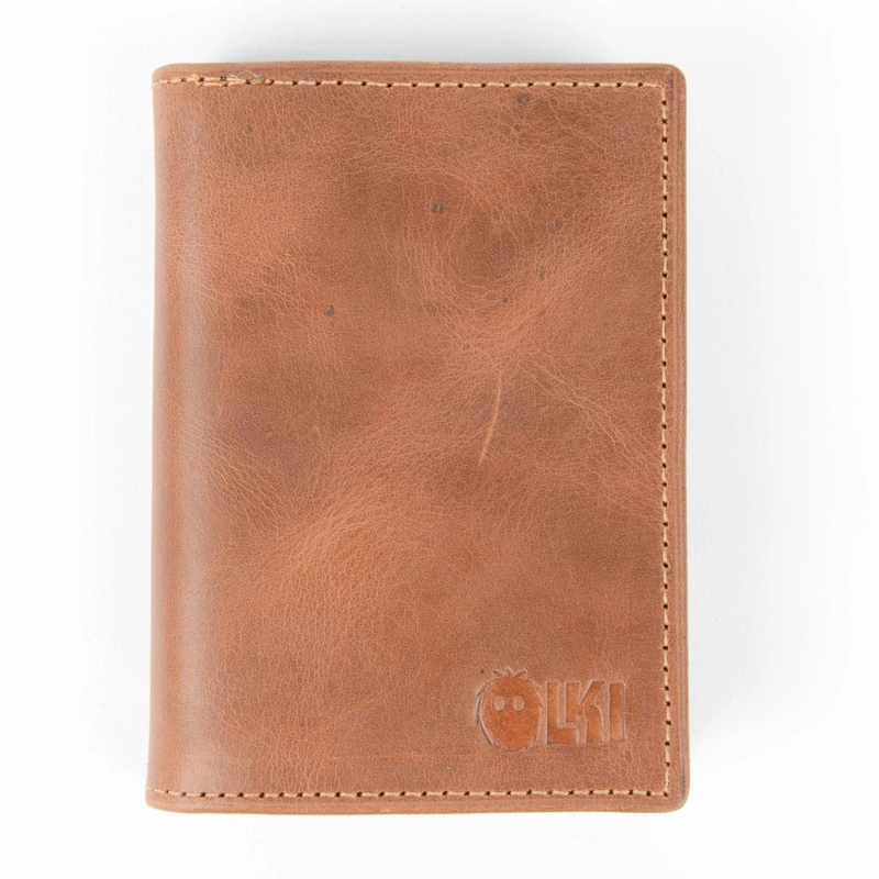 BILLETERA TARJETERO DE CUERO RFID OLKI TINGUIRIRICA - CAFE - 1
