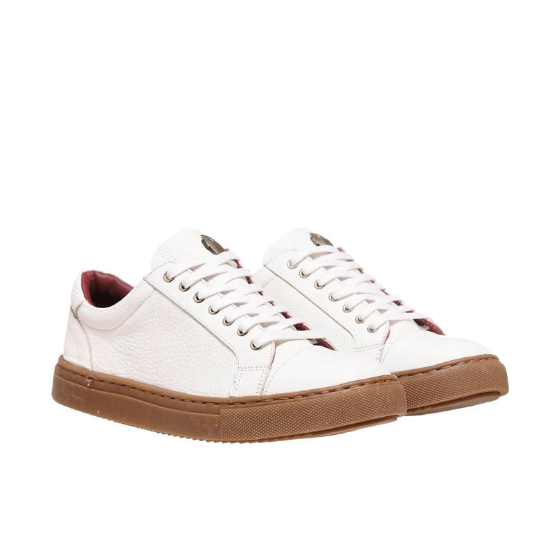 ZAPATILLA DE CUERO CASUAL ACONCAGUA OLKI - BLANCO/CAMEL - 1