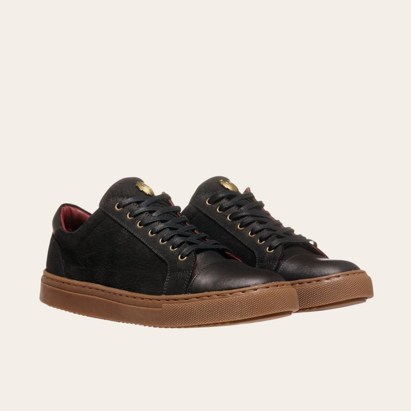 ZAPATILLA DE CUERO CASUAL ACONCAGUA OLKI - NEGRO/CAMEL - 1