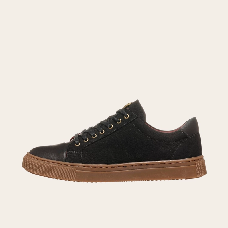ZAPATILLA DE CUERO CASUAL ACONCAGUA OLKI - NEGRO/CAMEL - 4