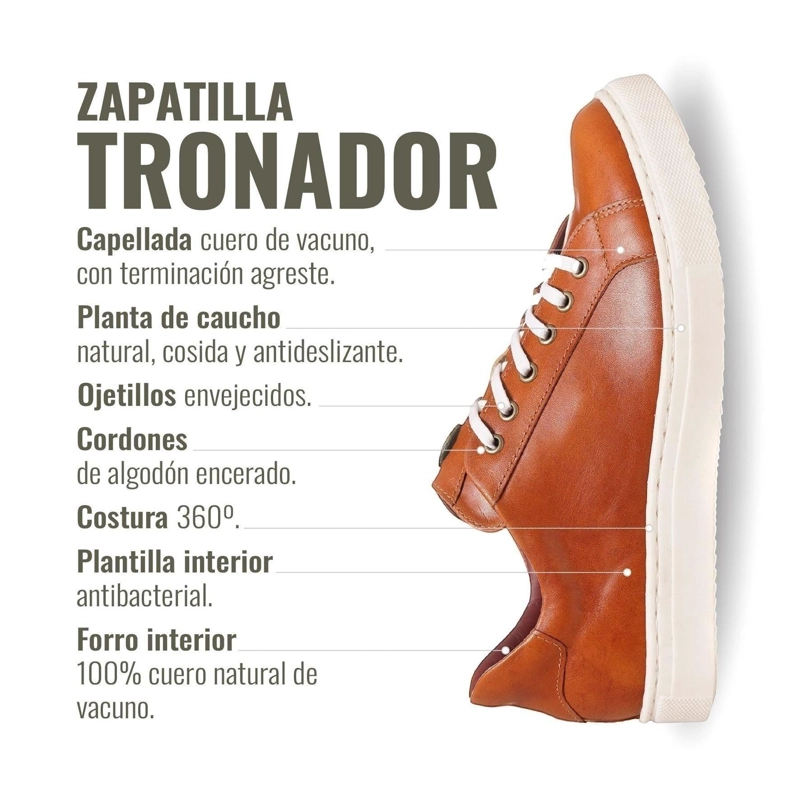 ZAPATILLA DE CUERO ORIGINAL TRONADOR OLKI - CURRY/BLANCA - 8