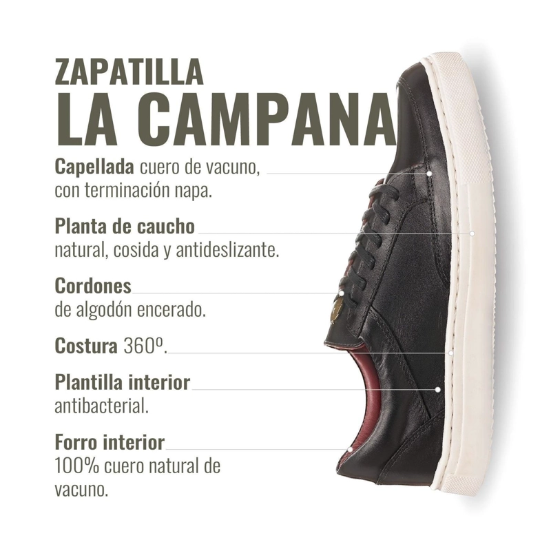 ZAPATILLA DE CUERO URBANA LA CAMPANA OLKI - NEGRA/BLANCA - 8