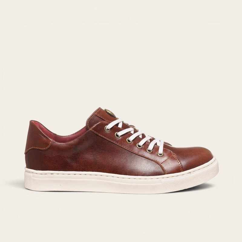 ZAPATILLA DE CUERO ORIGINAL TRONADOR OLKI - CASTAÑO/BLANCA - 3