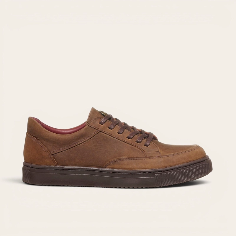 ZAPATILLA DE CUERO URBANA LA CAMPANA OLKI - CAFE /CHOCOLATE - 3